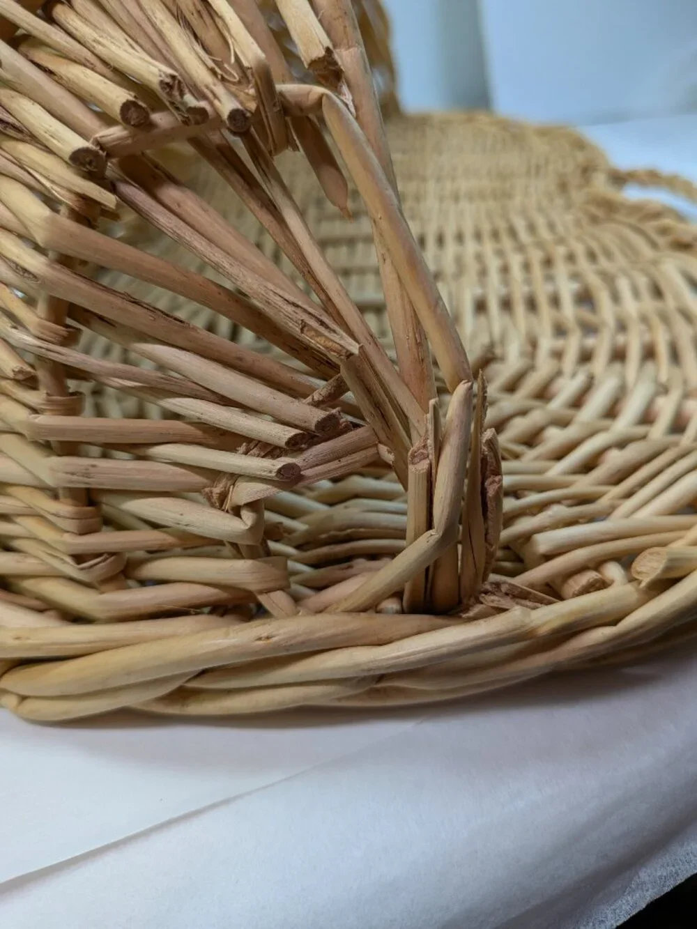 Vintage Wicker Wall Pocket Basket Bust Silhouette Hanging Mail Holder